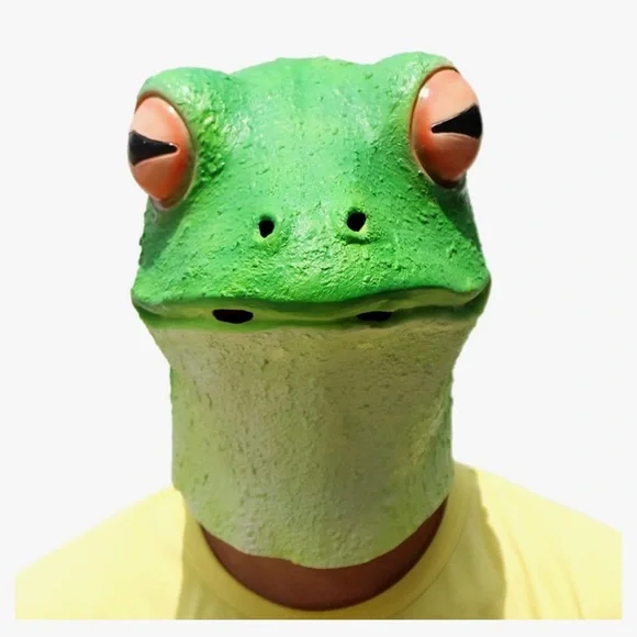 PartyHop Adult Latex Frog Mask Halloween - Picture 1 of 6